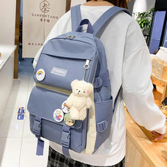 4PCS School Backpack Combo Set Tote Bag for Teenage Girl Travel Rucksack
