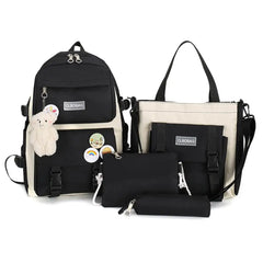4PCS School Backpack Combo Set Tote Bag for Teenage Girl Travel Rucksack