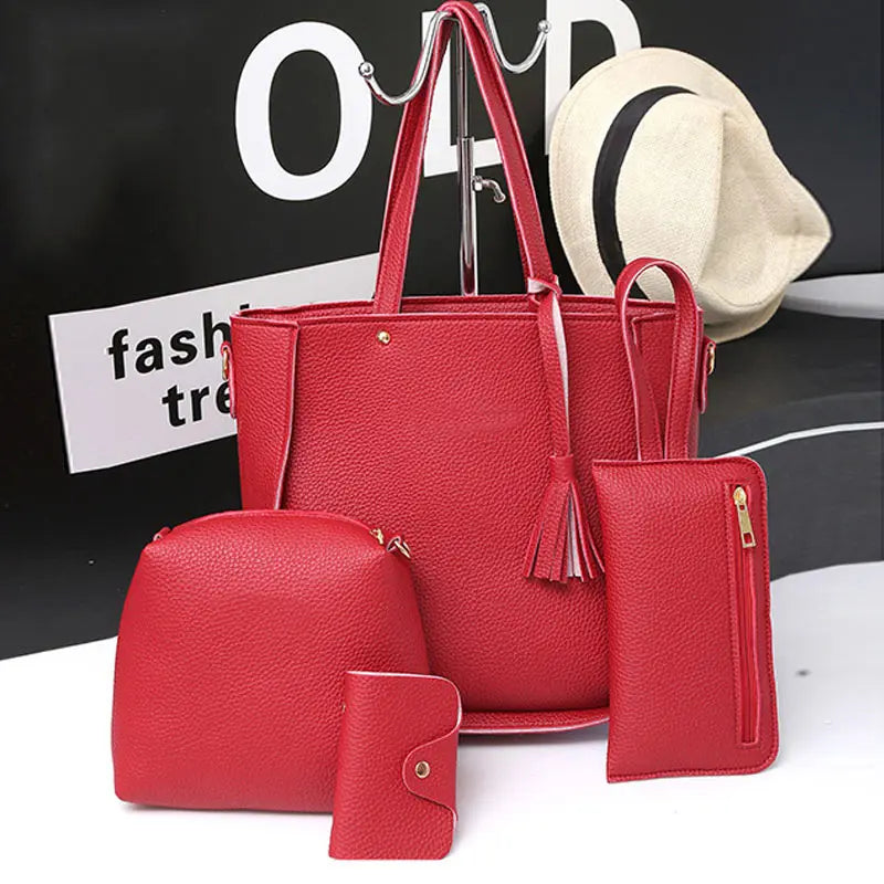 Women Messenger Bags Zipped Tassels Leather Handbag Purse Shoulder Bag