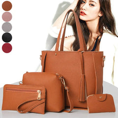 Women Messenger Bags Zipped Tassels Leather Handbag Purse Shoulder Bag