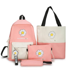 Flower Printed Canvas Backpacks for Girls Students Travel School Laptop Bags