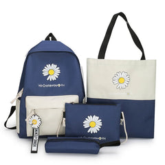 Flower Printed Canvas Backpacks for Girls Students Travel School Laptop Bags