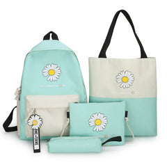 Flower Printed Canvas Backpacks for Girls Students Travel School Laptop Bags