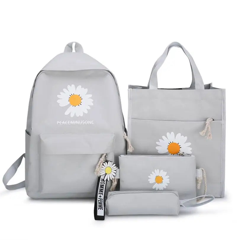 4Pcs/set School Backpacks Nylon Schoolbag For Teens Girls Boys