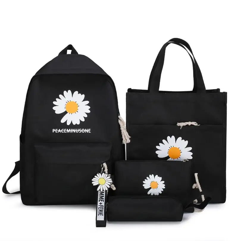 4Pcs/set School Backpacks Nylon Schoolbag For Teens Girls Boys
