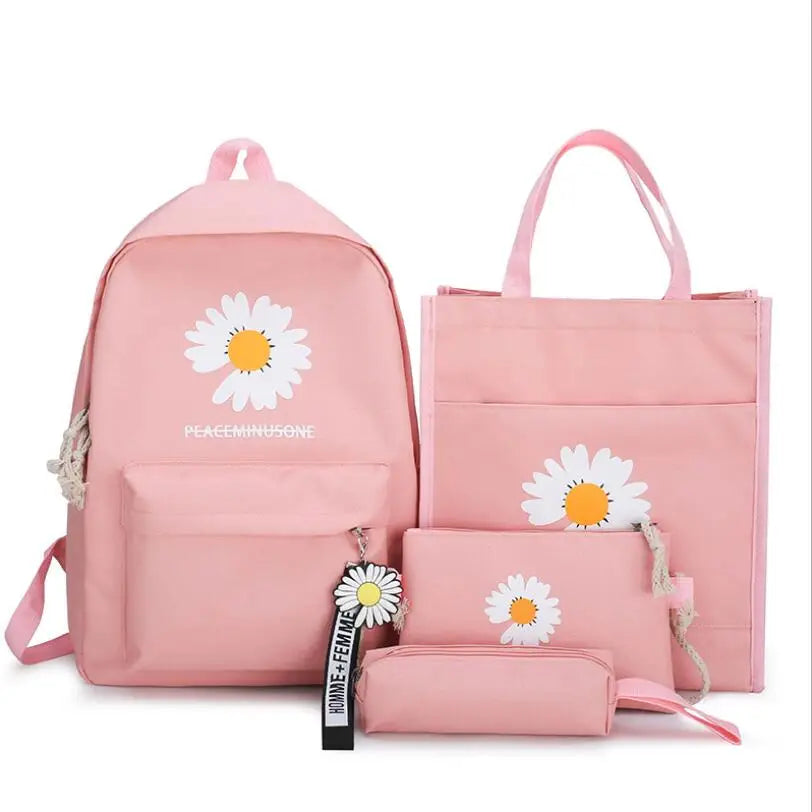 4Pcs/set School Backpacks Nylon Schoolbag For Teens Girls Boys