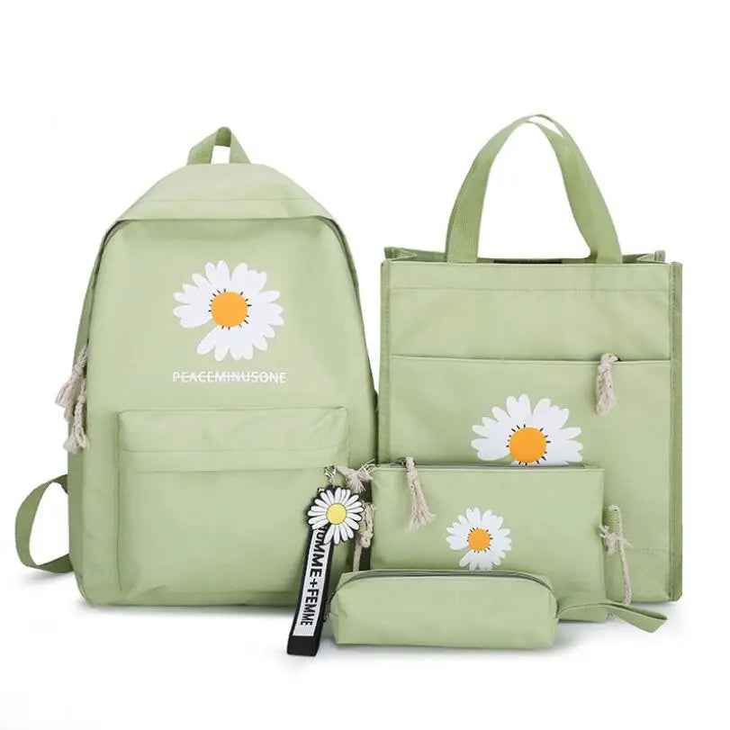 4Pcs/set School Backpacks Nylon Schoolbag For Teens Girls Boys