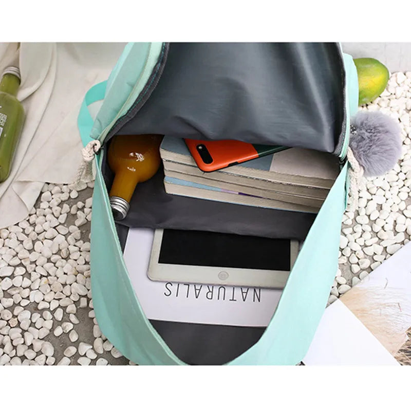 4Pcs School Backpacks for Teen Girls Student Book Bag Kids Mochilas Sac