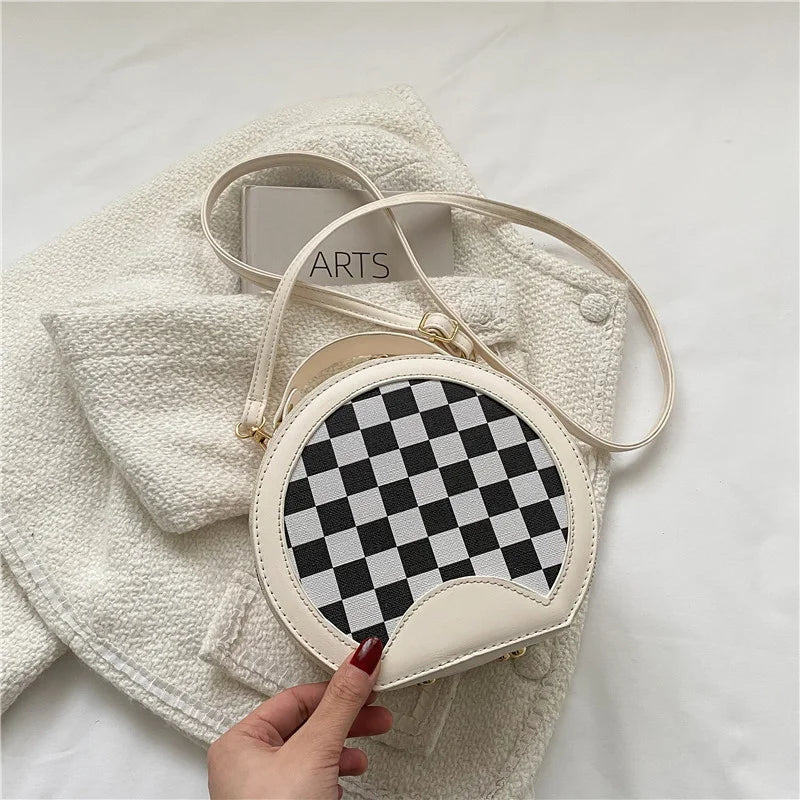 4TRAVEASY Plaid Ladies Crossbody Bag Summer Leather Handbags for Women
