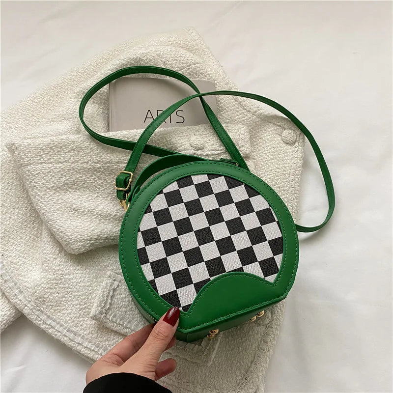 4TRAVEASY Plaid Ladies Crossbody Bag Summer Leather Handbags for Women