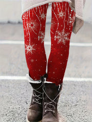 Christmas Leggings Abstract Snowflake & Dot Print High Rise Leggings