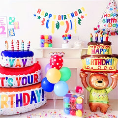 1pc Three Layer Birthday Cake Balloon Holder Brown Bear