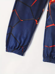 Boy's Geo Print Elastic Casual Pants All match Trousers