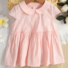 Baby Girls Plain Short Sleeve Dress for Summer