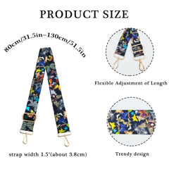 Vintage Butterfly Print Bag Strap Wide Shoulder & Crossbody Bag Strap