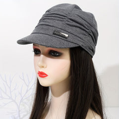 Solid Casual Beret Pleated Elastic Newsboy Hat Blend Warm Painter Hats
