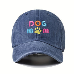 Unisex Sunshade Bucket Hat w/ DOG MOM Embroidery, Double Sided Sun Hat