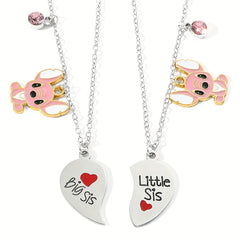 2pcs Matching Heart Necklaces Animal Pendant Birthday Christmas Jewelry