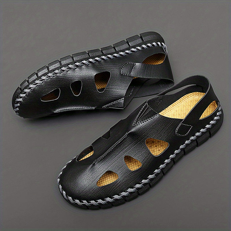 Men's Vintage Cut Out Slip On Sandals Breathable Outdoor Walking Shoes