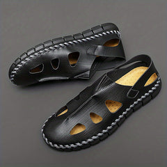 Men's Vintage Cut Out Slip On Sandals Breathable Outdoor Walking Shoes