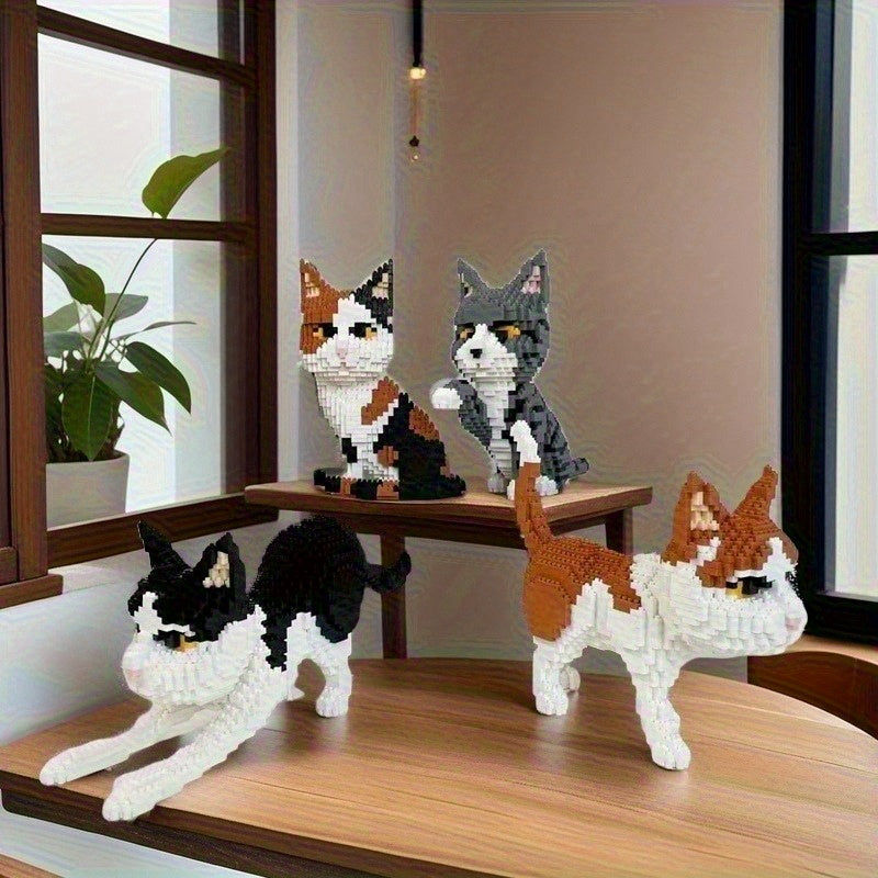 Psc Adorable Pet Cat Building Block Model Office And Home Decorative Item