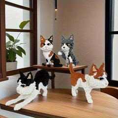 Psc Adorable Pet Cat Building Block Model Office And Home Decorative Item