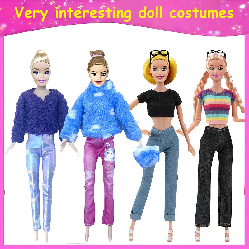 12pcs Doll Clothing Set for 11.5 In Dolls - Tops, Pants, Accessories - Fun