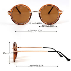 Children's Vintage Round Frame Sunglasses Metal Temple PC Frame