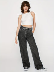 High Waist Straight Jeans Loose Fit Street Style Baggy Denim Pants