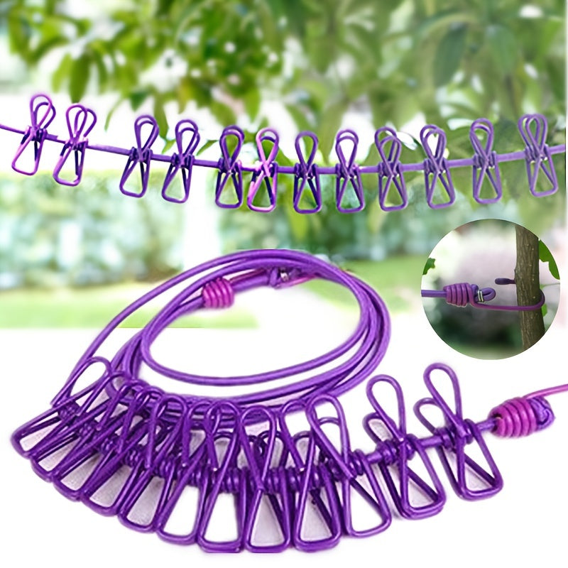 Retractable Portable Clothesline Travel Clothing Line 12 Clothes Clips
