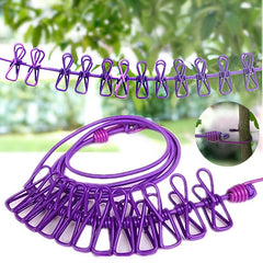 Retractable Portable Clothesline Travel Clothing Line 12 Clothes Clips