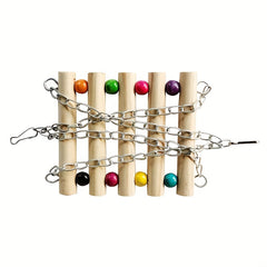 Pet Wooden Ladder Climbing Swing for Parrots Fun Hammock Toy