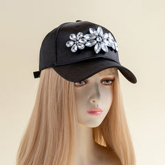 Rhinestone Flower Baseball Cap Casual Sun Hat Adjustable Women Sports Hats