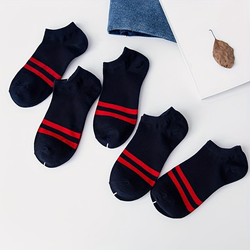 5Pairs Boys Kids Casual Striped Boat Socks Cotton Low Cut Ankle Socks