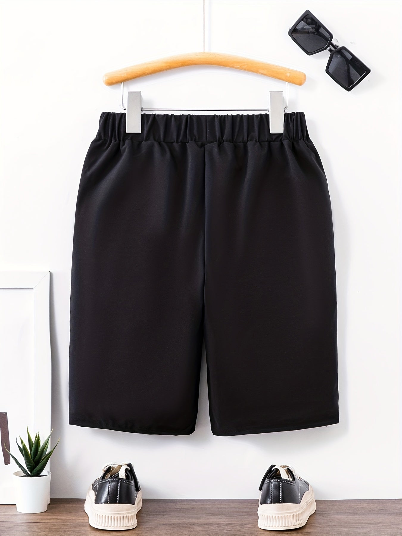 Boy's Cartoon Print Quick Dry Shorts Elastic Waist with Pockets