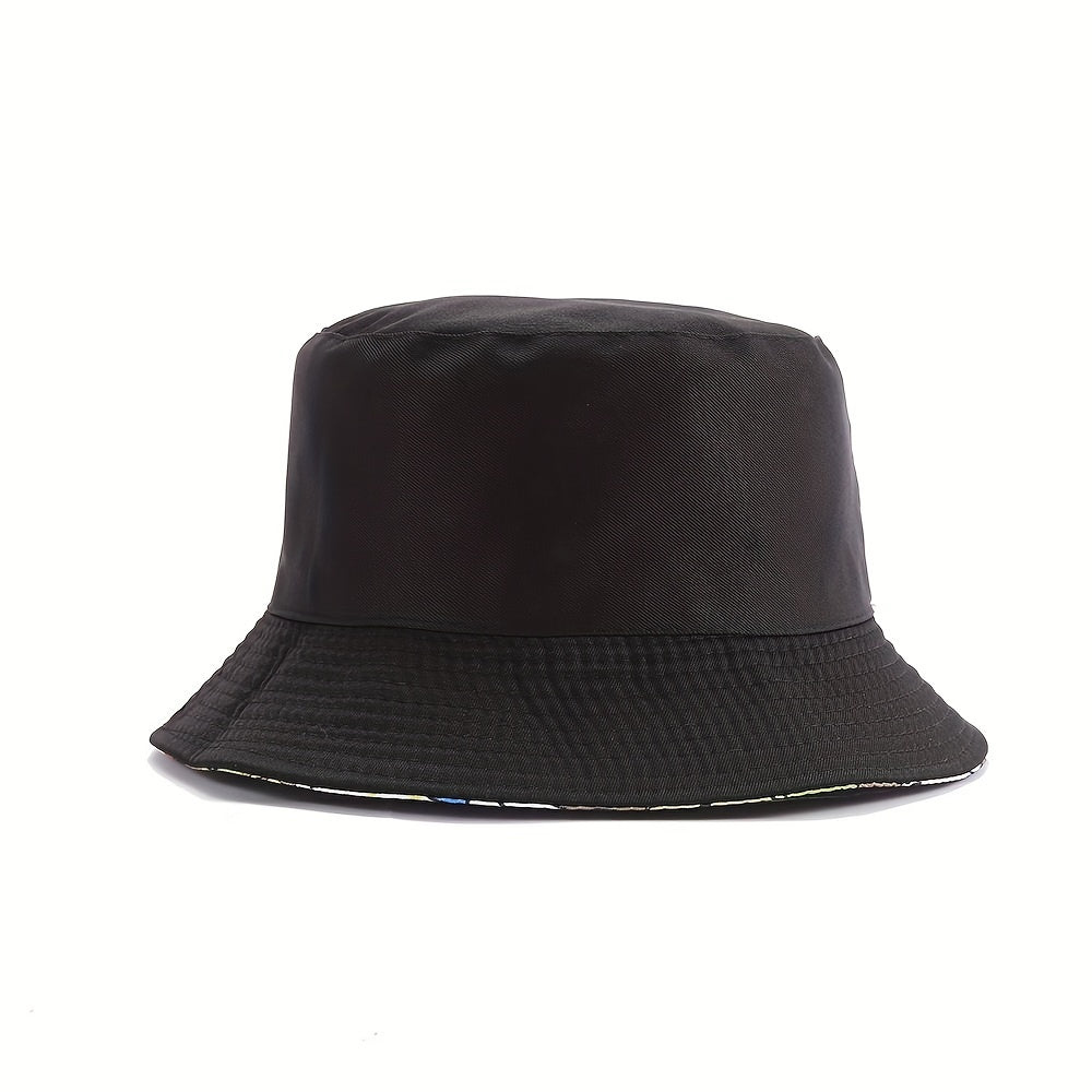 Smiling Face Print Bucket Hat Hip Hop Cartoon Basin Hat Unisex Sunshade Fisherma