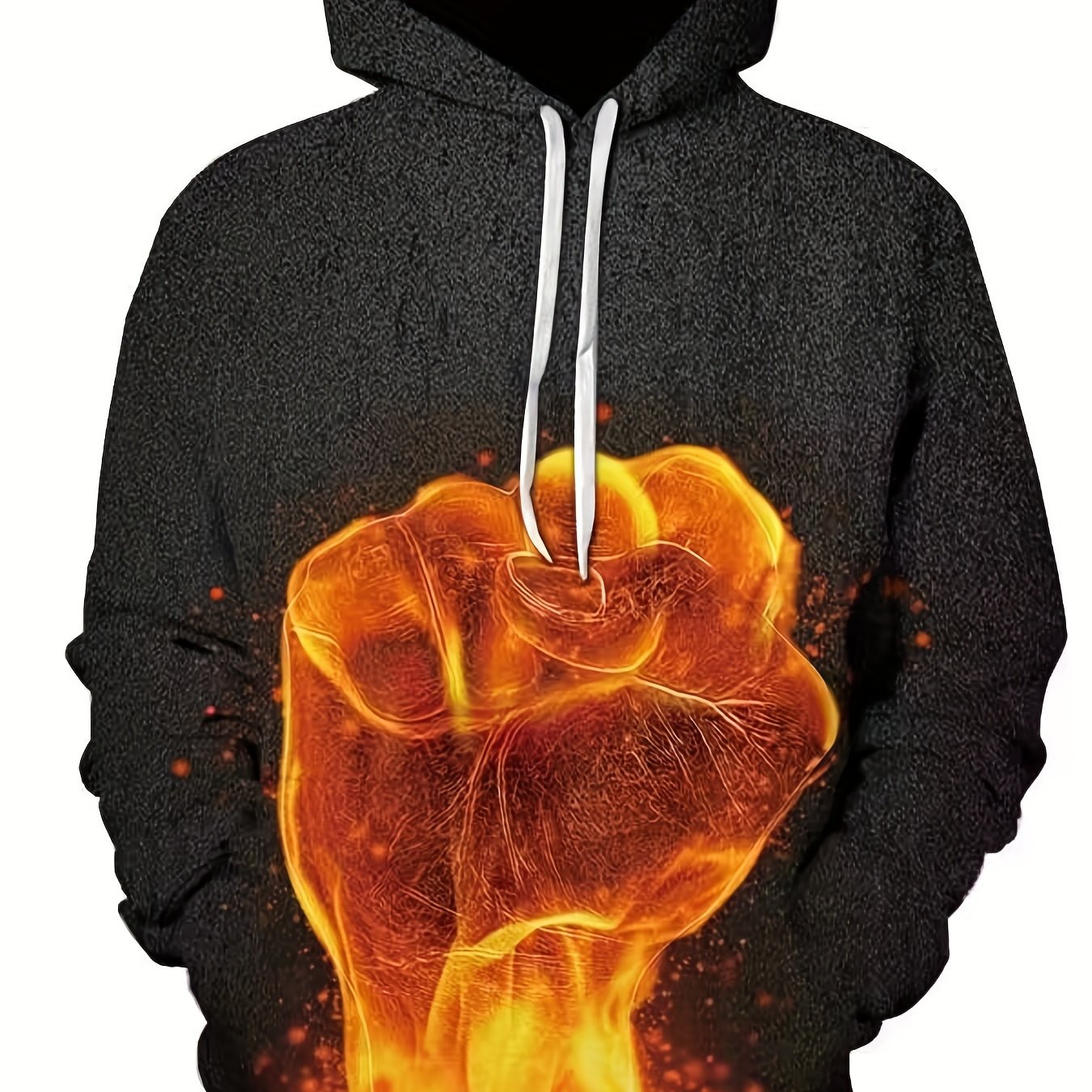 Men's 3D Flame Fist Hoodie Active Breathable Sweatshirt