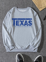 Texas Print Sweatshirt Men's Casual Pullover Sweatshirt For Spring Fall