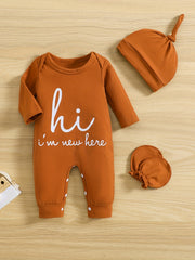 Casual & Comfy HI I M HERE Print Outfit Baby Boys Set