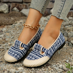 Women's Geometric Pattern Slip On Flat Shoes Lightweight Walking Shoes