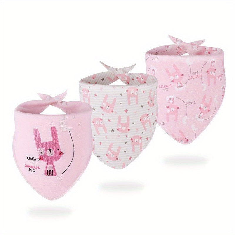 3pcs Baby Cotton Bibs Soft Feeding Bibs With Snap