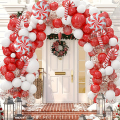 118pcs Red & Confetti Latex Balloon Set for Christmas Candy Themed Birthday