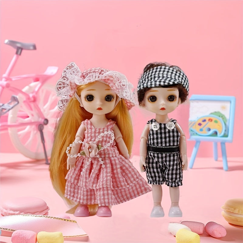 Lovely Couple Dolls Home Decoration Gift Movable Joint Pretend Dolls Set