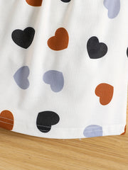 Toddler Girl's Striped Heart Dress Puffy Sleeves for Summer