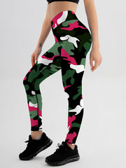 Camo Print Block Leggings High Waist Yoga Fitness Gym Sports Pants