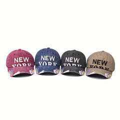 YORK Washed Baseball Cap Embroidery Casual Sun Hat Y2K Dad Hats