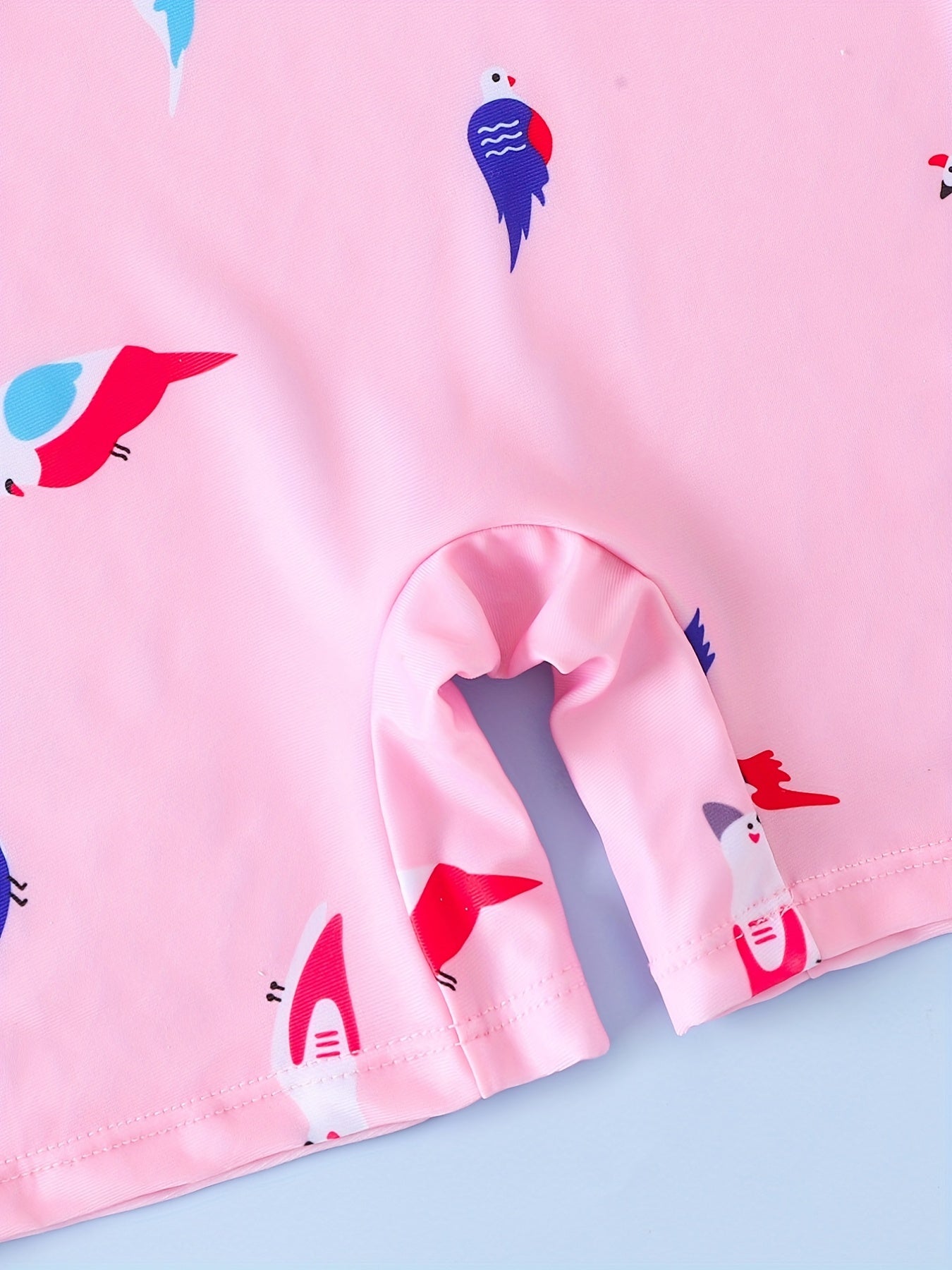 Toddler Girls Parrot Graphic Long Sleeve Round Neck One Piece Swimsuit