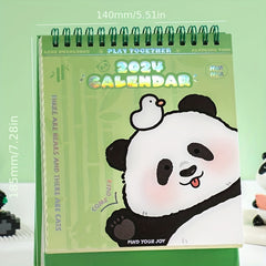 Cartoon Panda Desk Calendar Portable Planner Coil Desktop Monthly Calendar