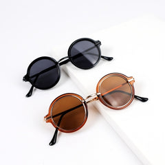 Children's Vintage Round Frame Sunglasses Metal Temple PC Frame