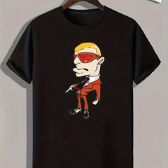 Funny Cartoon Man Print Men's Graphic T-shirt Comfy Tees For Summer